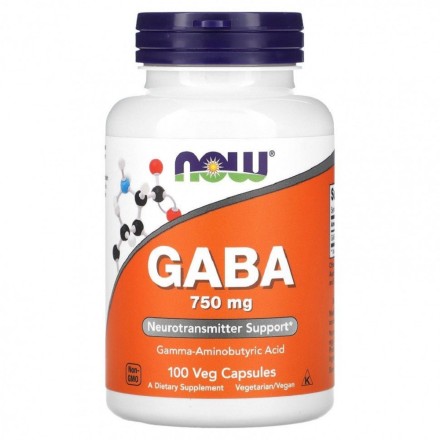 ГАБА (GABA) NOW GABA 750 мг  (100 капс)