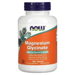 Комплексы витаминов и минералов NOW Magnesium Glycinate 100 mg   (180 таб)