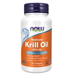 Жирные кислоты (Омега жиры) NOW Krill Oil 500 mg  (60 Softgels)